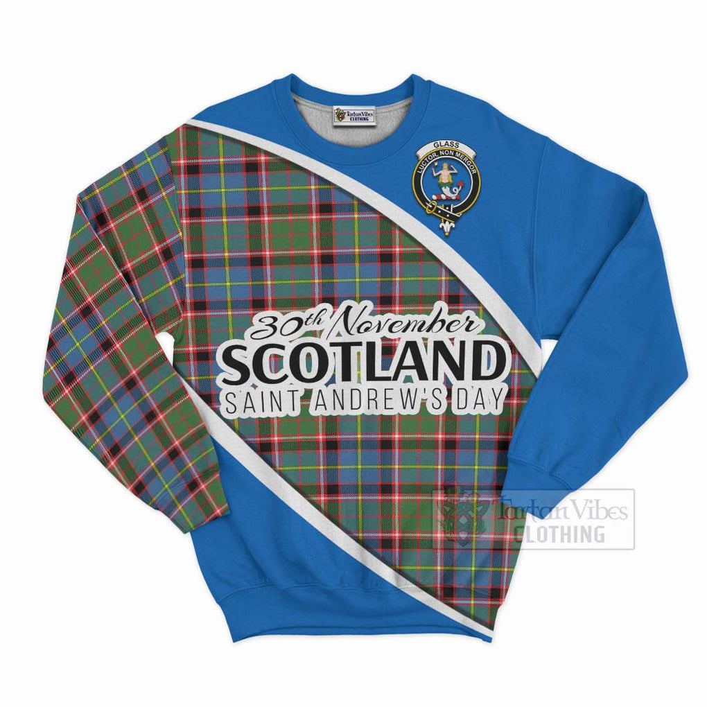 Glass Family Crest Tartan Sweatshirt Celebrate Saint Andrew's Day in Style Unisex - Tartan Vibes Clothing