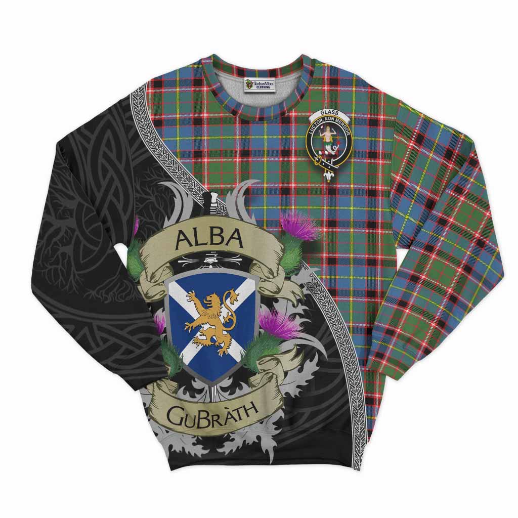 Glass Tartan Family Crest Sweatshirt Lion Rampant Royal Thistle Shield Celtic Inspired Unisex - Tartan Vibes Clothing