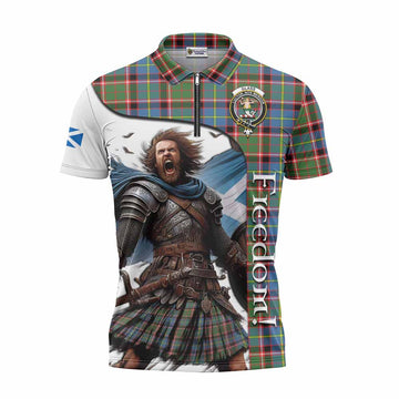Glass Crest Tartan Zipper Polo Shirt Inspired by the Freedom of Scottish Warrior Unisex - Tartan Vibes Clothing
