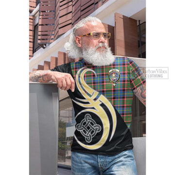 Glass Tartan Cotton T-shirt with Family Crest and Celtic Symbol Style