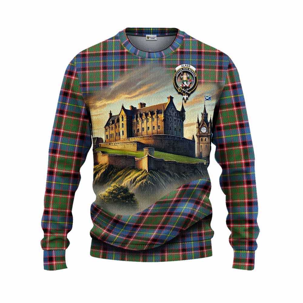 Glass Tartan Family Crest Knitted Sweater with Scottish Ancient Castle Style Unisex - Tartan Vibes Clothing