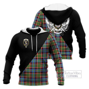 Glass Tartan Knitted Hoodie with Family Crest and Military Logo Style Unisex Knitted Pullover Hoodie - Tartan Vibes Clothing