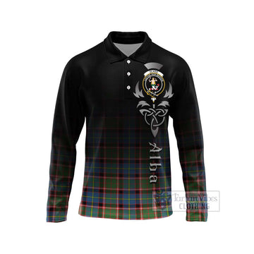 Glass Tartan Long Sleeve Polo Shirt Featuring Alba Gu Brath Family Crest Celtic Inspired Unisex - Tartan Vibes Clothing
