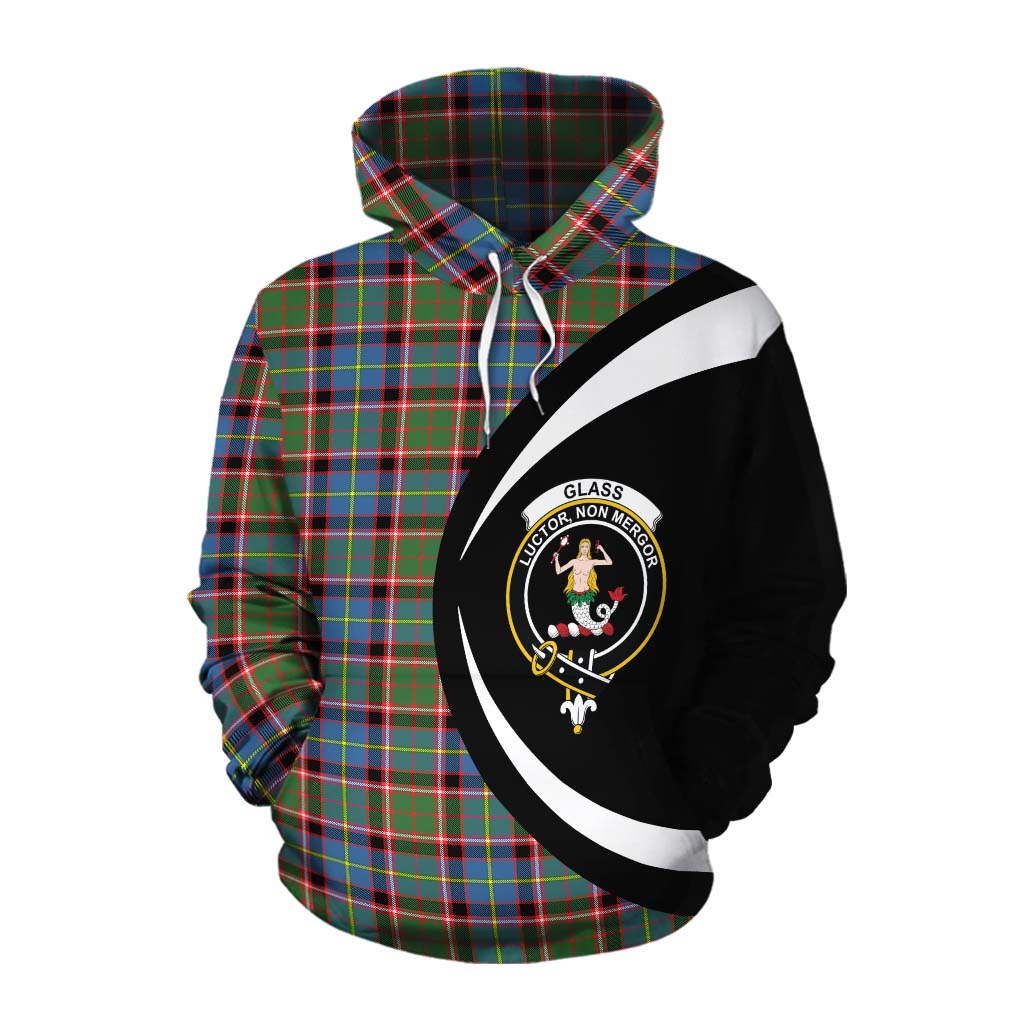 Glass Tartan Cotton Hoodie with Family Crest Circle Style Pullover Hoodie XS - Tartan Vibes Clothing