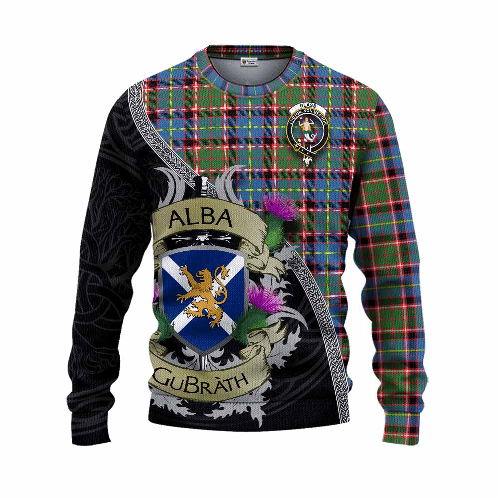 Glass Tartan Family Crest Knitted Sweater Lion Rampant Royal Thistle Shield Celtic Inspired Unisex - Tartan Vibes Clothing