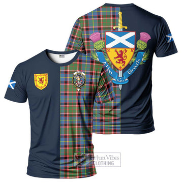 Glass Tartan T-Shirt Alba with Scottish Lion Royal Arm Half Style Kid's Shirt - Tartan Vibes Clothing
