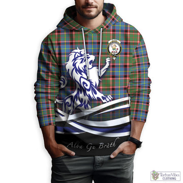 Glass Tartan Hoodie with Alba Gu Brath Regal Lion Emblem Zip Hoodie - Tartan Vibes Clothing
