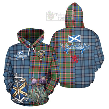 Glass Tartan Hoodie Happy St. Andrew's Day Half Tartan Style Zip Hoodie - Tartan Vibes Clothing