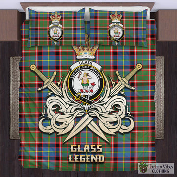 Glass Tartan Bedding Set with Clan Crest and the Golden Sword of Courageous Legacy