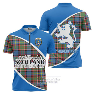Glass Family Crest Tartan Zipper Polo Shirt Celebrate Saint Andrew's Day in Style Unisex - Tartan Vibes Clothing