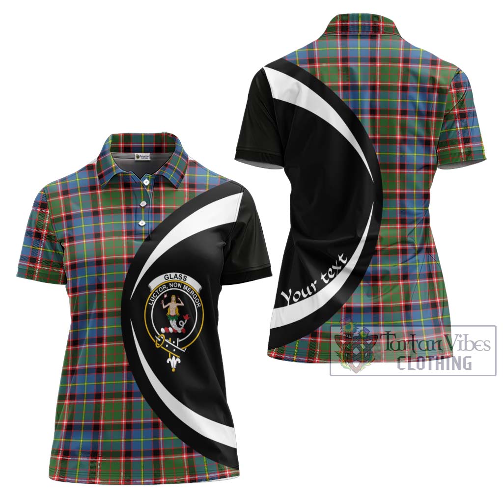 Glass Tartan Women's Polo Shirt with Family Crest Circle Style Women - Tartan Vibes Clothing