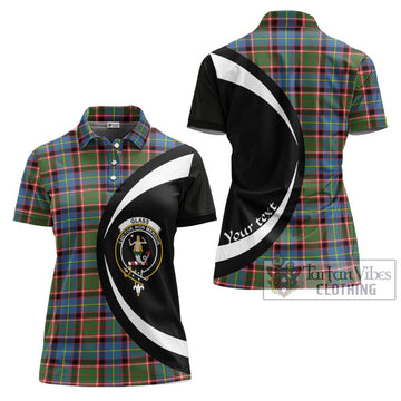 Glass Tartan Women's Polo Shirt with Family Crest Circle Style Women - Tartan Vibes Clothing