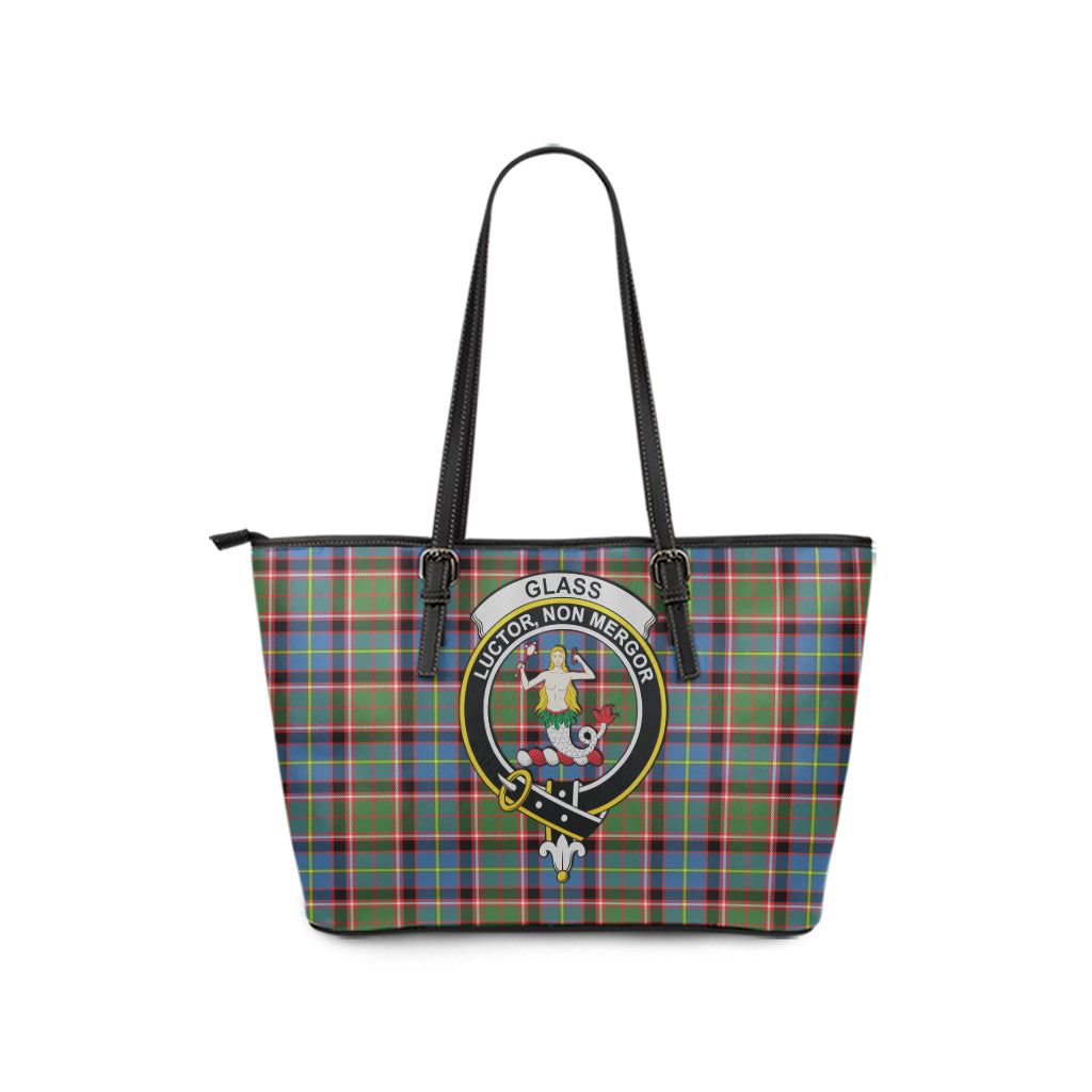 Glass Tartan Leather Tote Bag with Family Crest - Tartan Vibes Clothing