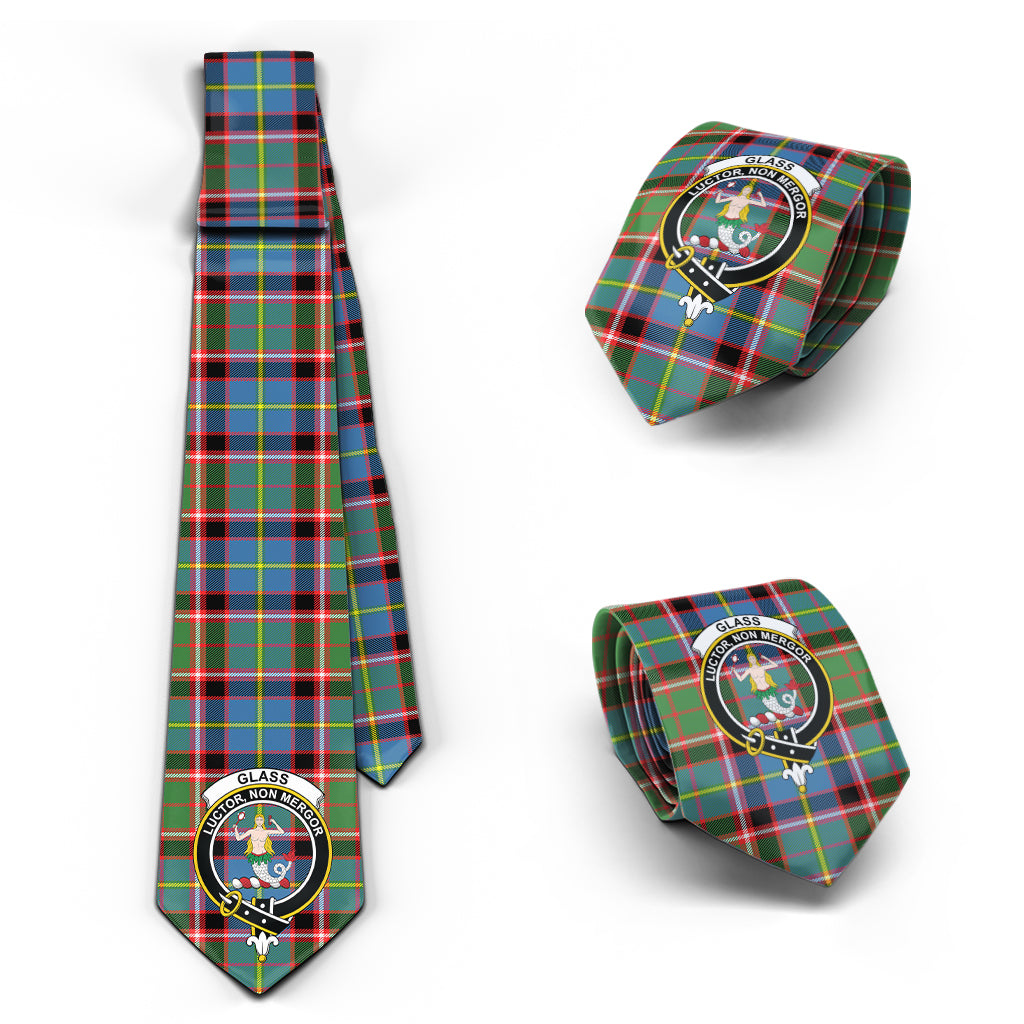 Glass Tartan Classic Necktie with Family Crest Necktie One Size - Tartan Vibes Clothing