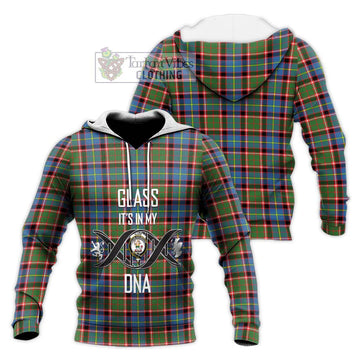 Glass Tartan Knitted Hoodie with Family Crest DNA In Me Style Unisex Knitted Pullover Hoodie - Tartan Vibes Clothing