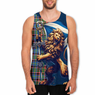 Glass Tartan Family Crest Men's Tank Top with Scottish Majestic Lion Men - Tartan Vibes Clothing