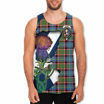Tartan Vibes Clothing Glass Tartan Family Crest Men's Tank Top Scottish Thistle Celtic Inspired