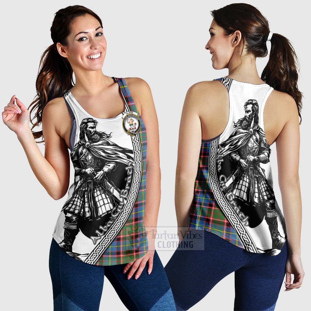 Glass Tartan Clan Crest Women's Racerback Tanks with Highlander Warrior Celtic Style 4XL - Tartan Vibes Clothing