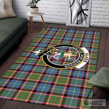 Glass Tartan Area Rug with Family Crest L 59*86 inch (150x220 cm) - Tartan Vibes Clothing