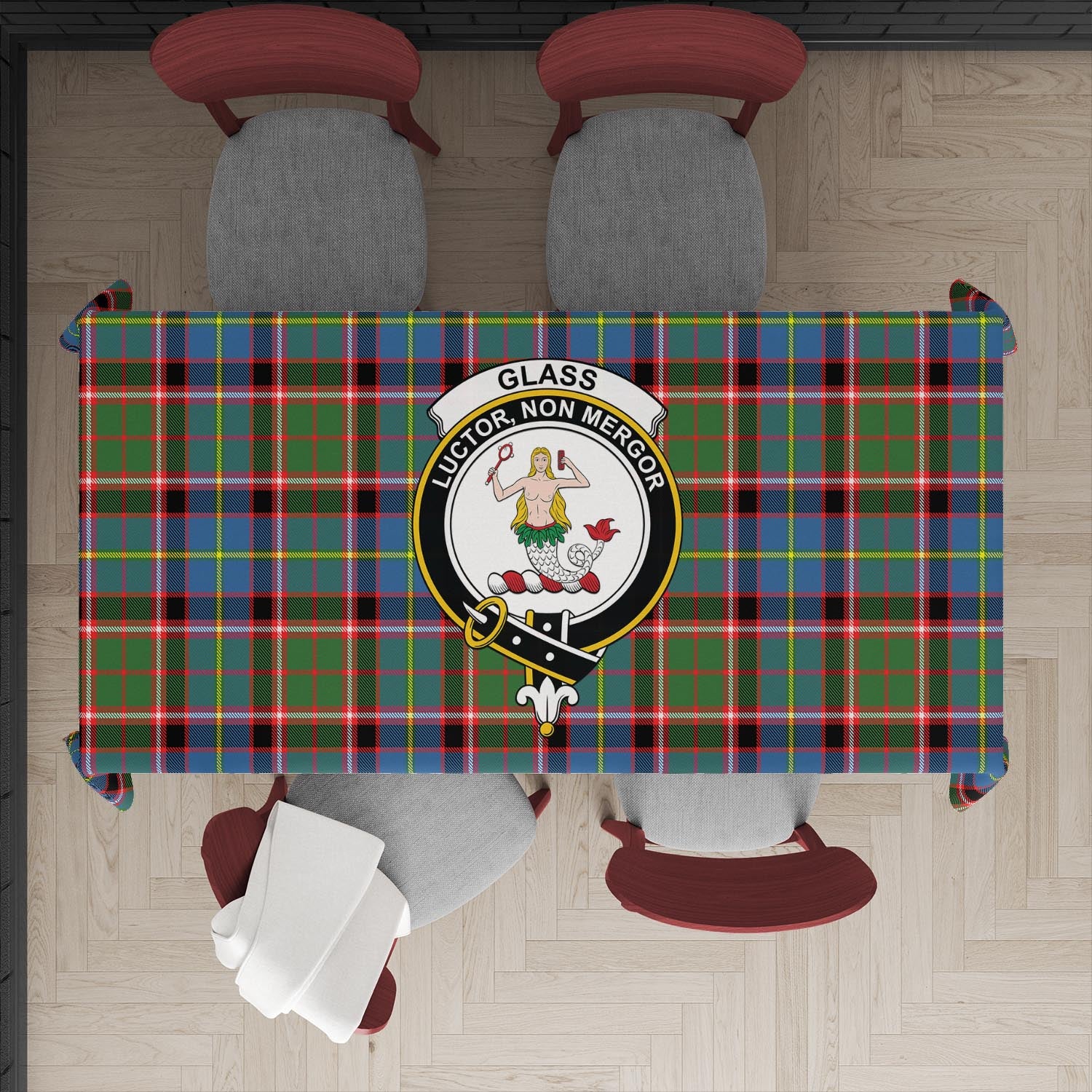 Glass Tartan Tablecloth with Family Crest XL 57.1"x70.9"(145x180cm) - Tartan Vibes Clothing
