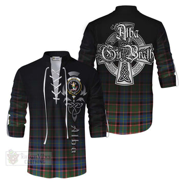 Glass Tartan Ghillie Kilt Shirt Featuring Alba Gu Brath Family Crest Celtic Inspired Men - Tartan Vibes Clothing