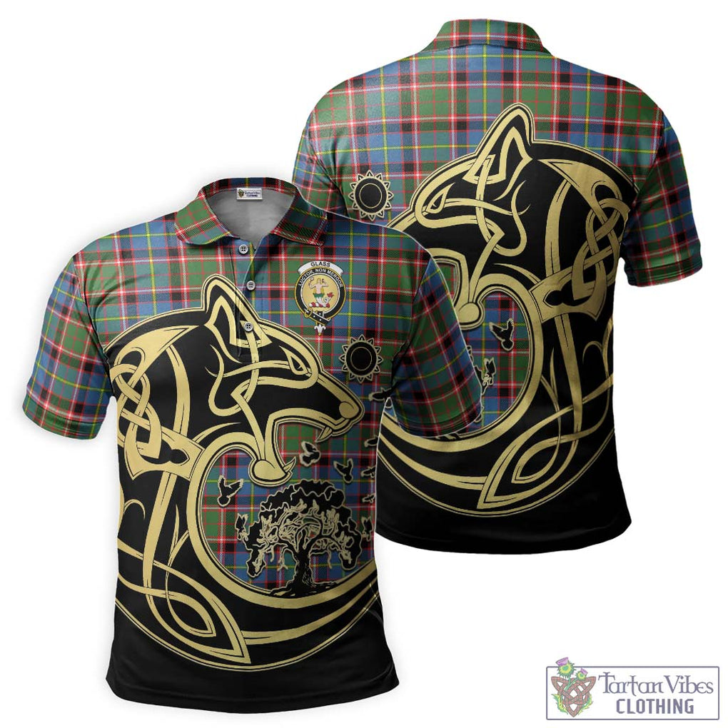 Glass Tartan Polo Shirt with Family Crest Celtic Wolf Style Kid - Tartan Vibes Clothing