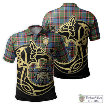 Glass Tartan Polo Shirt with Family Crest Celtic Wolf Style Kid - Tartan Vibes Clothing
