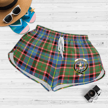 Glass Tartan Womens Shorts with Family Crest 4XL - Tartan Vibes Clothing