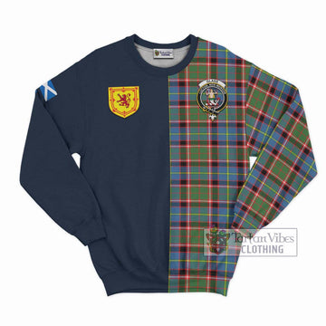 Glass Tartan Sweatshirt Alba with Scottish Lion Royal Arm Half Style Unisex - Tartan Vibes Clothing