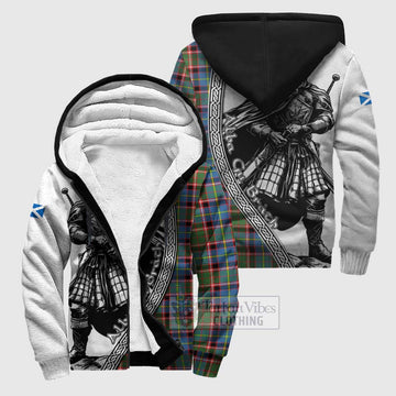 Glass Tartan Clan Crest Sherpa Hoodie with Highlander Warrior Celtic Style Unisex S - Tartan Vibes Clothing