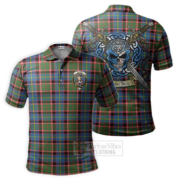 Glass Tartan Polo Shirt with Family Crest Celtic Skull Style Kid - Tartan Vibes Clothing