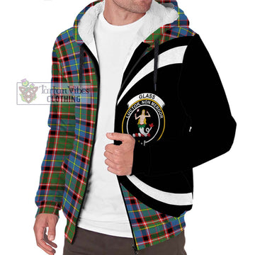 Glass Tartan Sherpa Hoodie with Family Crest Circle Style Unisex S - Tartan Vibes Clothing