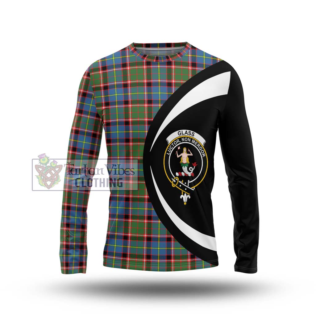 Glass Tartan Long Sleeve T-Shirt with Family Crest Circle Style Unisex - Tartan Vibes Clothing