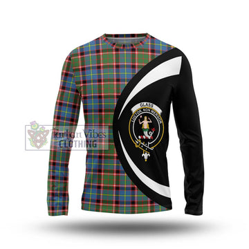 Glass Tartan Long Sleeve T-Shirt with Family Crest Circle Style Unisex - Tartan Vibes Clothing