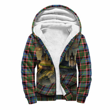 Glass Tartan Family Crest Sherpa Hoodie with Scottish Ancient Castle Style Unisex S - Tartan Vibes Clothing