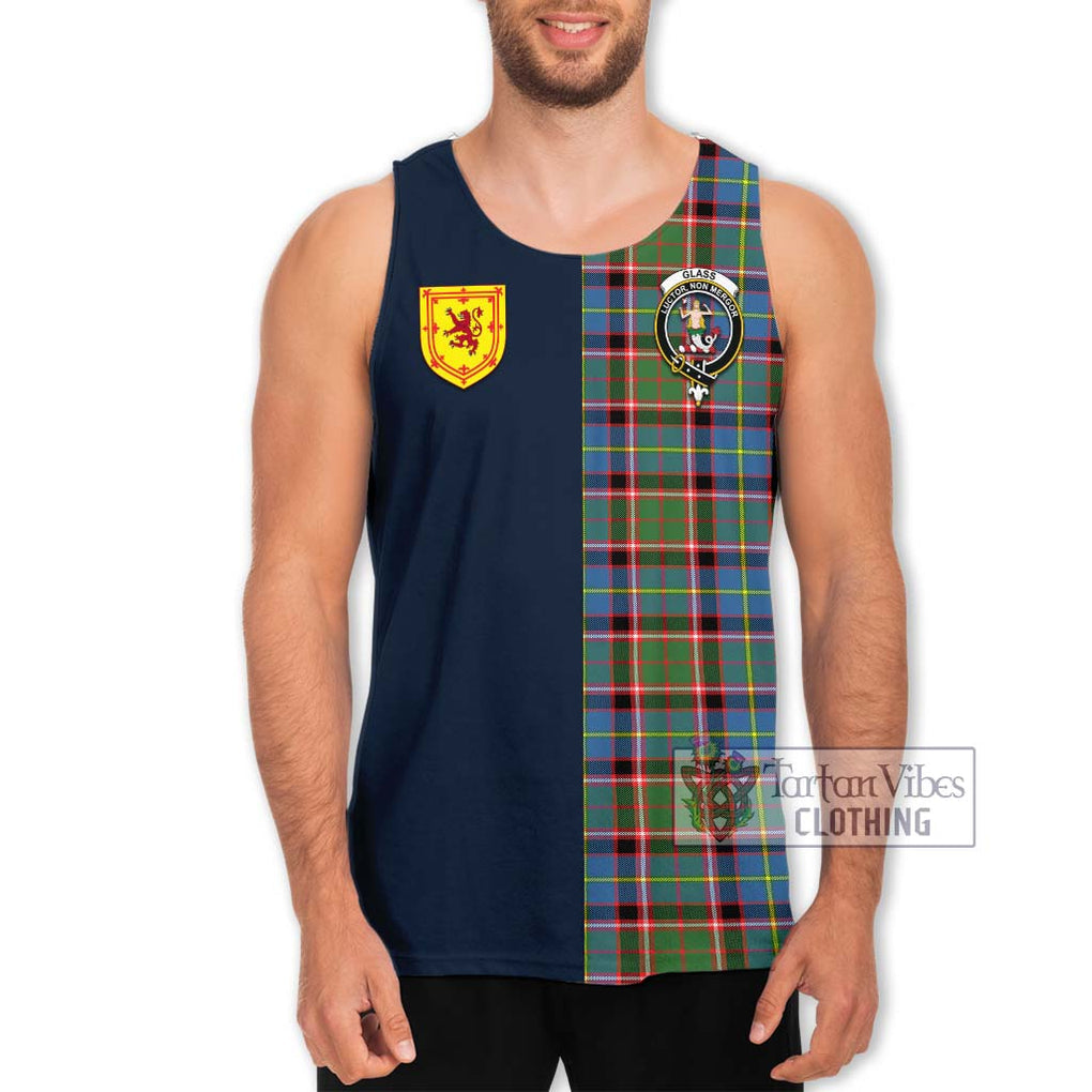 Glass Tartan Men's Tank Top Alba with Scottish Lion Royal Arm Half Style Men - Tartan Vibes Clothing