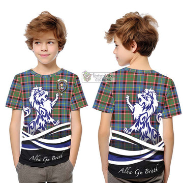 Glass Tartan Kid T-Shirt with Alba Gu Brath Regal Lion Emblem Youth XL Size14 - Tartan Vibes Clothing