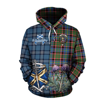 Glass Tartan Cotton Hoodie Happy St. Andrew's Day Half Tartan Style Pullover Hoodie XS - Tartan Vibes Clothing