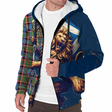 Glass Tartan Family Crest Sherpa Hoodie with Scottish Majestic Lion Unisex S - Tartan Vibes Clothing