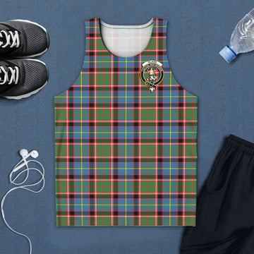 Glass Tartan Mens Tank Top with Family Crest 5XL - Tartan Vibes Clothing