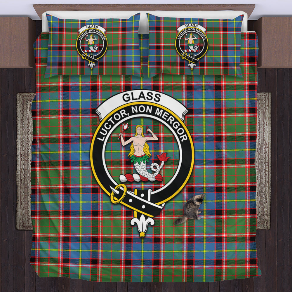 Glass Tartan Bedding Set with Family Crest UK Bedding Set - Tartan Vibes Clothing
