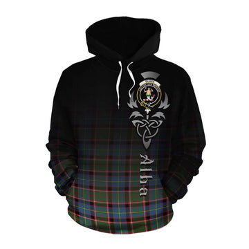 Tartan Vibes Clothing Glass Tartan Cotton Hoodie Featuring Alba Gu Brath Family Crest Celtic Inspired