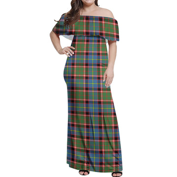 Glass Tartan Off Shoulder Long Dress Women's Dress - Tartan Vibes Clothing