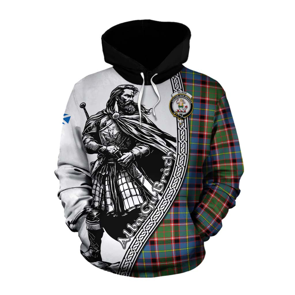 Glass Tartan Clan Crest Cotton Hoodie with Highlander Warrior Celtic Style Pullover Hoodie XS - Tartan Vibes Clothing