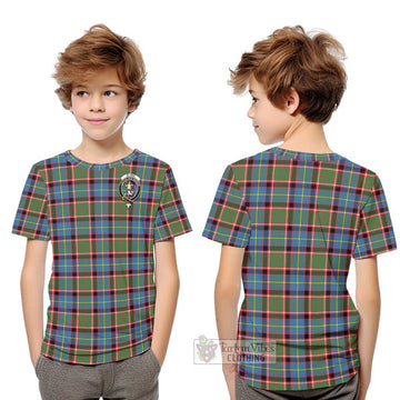 Glass Tartan Kid T-Shirt with Family Crest Youth XL Size14 - Tartan Vibes Clothing