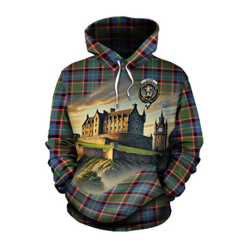 Glass Tartan Family Crest Cotton Hoodie with Scottish Ancient Castle Style Pullover Hoodie XS - Tartan Vibes Clothing