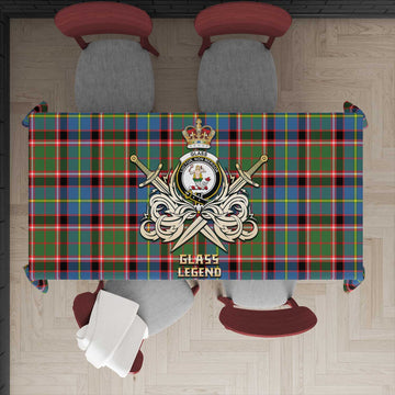 Glass Tartan Tablecloth with Clan Crest and the Golden Sword of Courageous Legacy - Tartan Vibes Clothing
