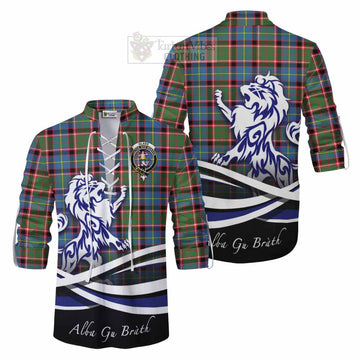 Glass Tartan Ghillie Kilt Shirt with Alba Gu Brath Regal Lion Emblem Men - Tartan Vibes Clothing