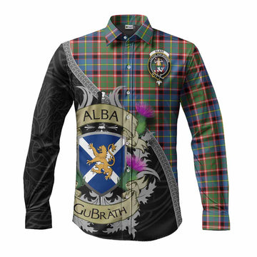 Glass Tartan Family Crest Long Sleeve Button Shirt Lion Rampant Royal Thistle Shield Celtic Inspired Men's Shirt S - Tartan Vibes Clothing