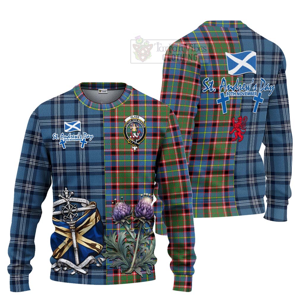 Glass Tartan Knitted Sweater Happy St. Andrew's Day Half Tartan Style Unisex - Tartan Vibes Clothing